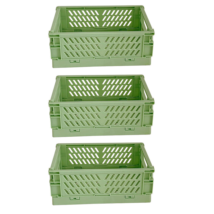 Vibe Geeks Pack Of 3 Mini Folding Plastic Crates Storage