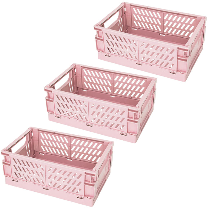 Vibe Geeks Pack Of 3 Mini Folding Plastic Crates Storage