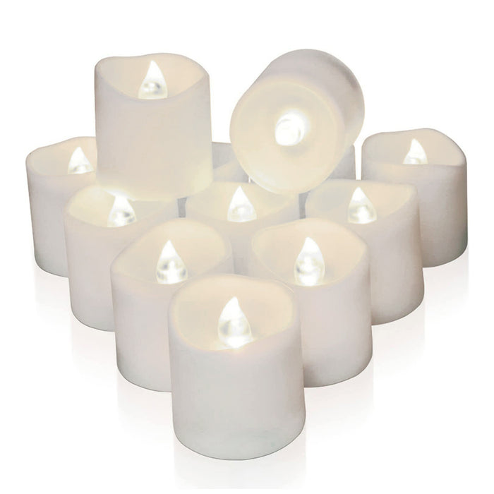 Pack Of 12 Flameless Flickering Led Tealight Candles - Battery Operated