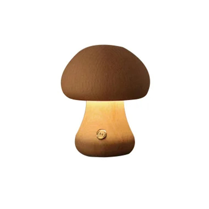 Vibe Geeks Wooden Mushroom Led Night Light For Bedroom