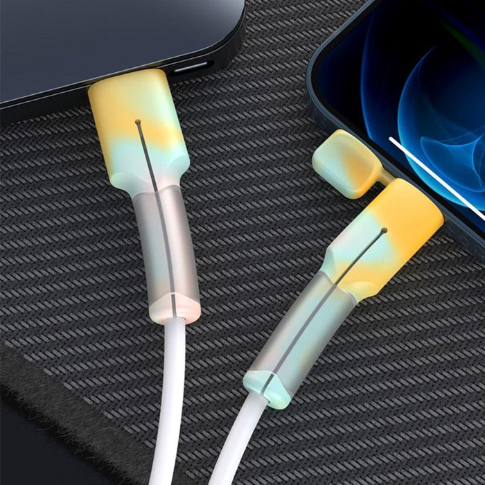 Vibe Geeks Mobile Phone Data Cable Protective Cover Silicone Anti-break Charging Cable Protective Cover With Dust Cap