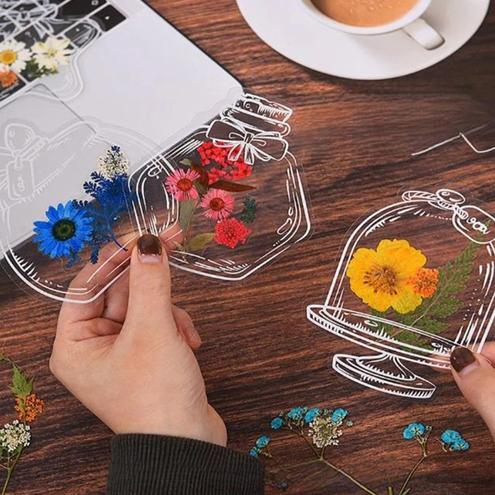 Vibe Geeks 20pcs Handmade Transparent Dried Flower Bookmark