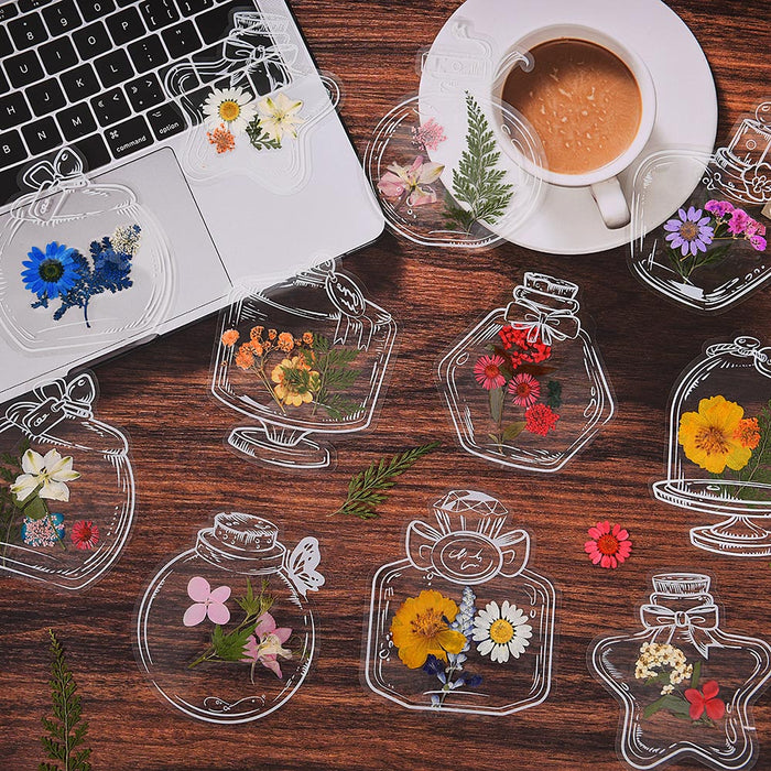 Vibe Geeks 20pcs Handmade Transparent Dried Flower Bookmark