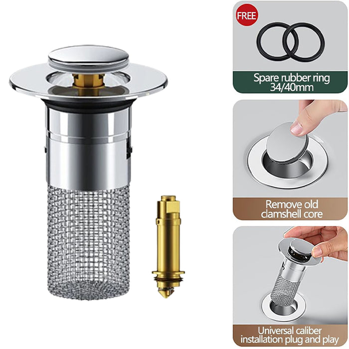 Vibe Geeks Anti-Odor Pop-Up Design Stainless Steel Sink Strainer & Stopper