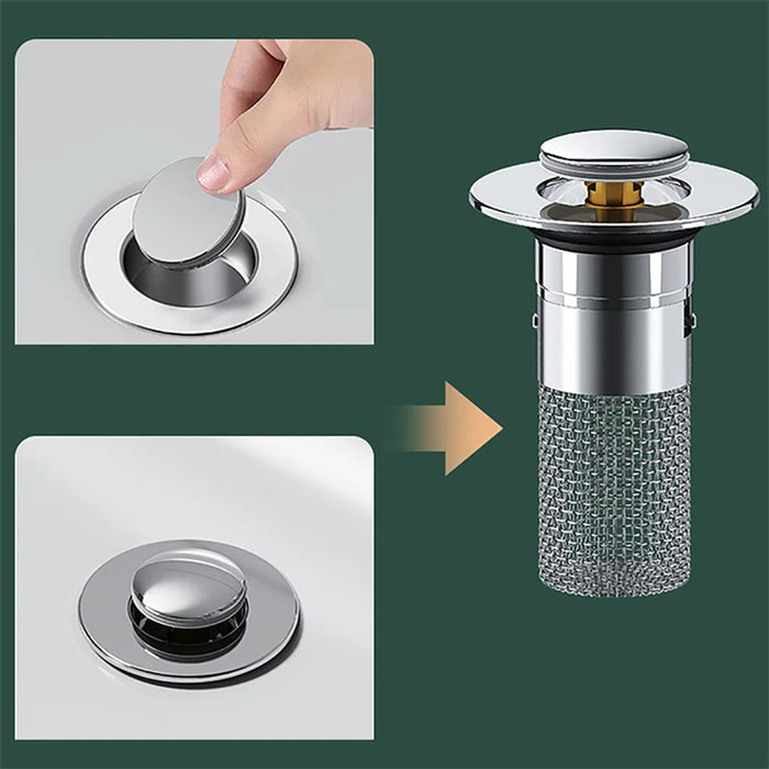 Vibe Geeks Anti-Odor Pop-Up Design Stainless Steel Sink Strainer & Stopper