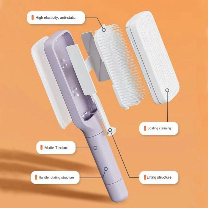 Vibe Geeks Anti-Static Massage Comb Scalable Rotate Lifting Self Cleaning Hairbrush