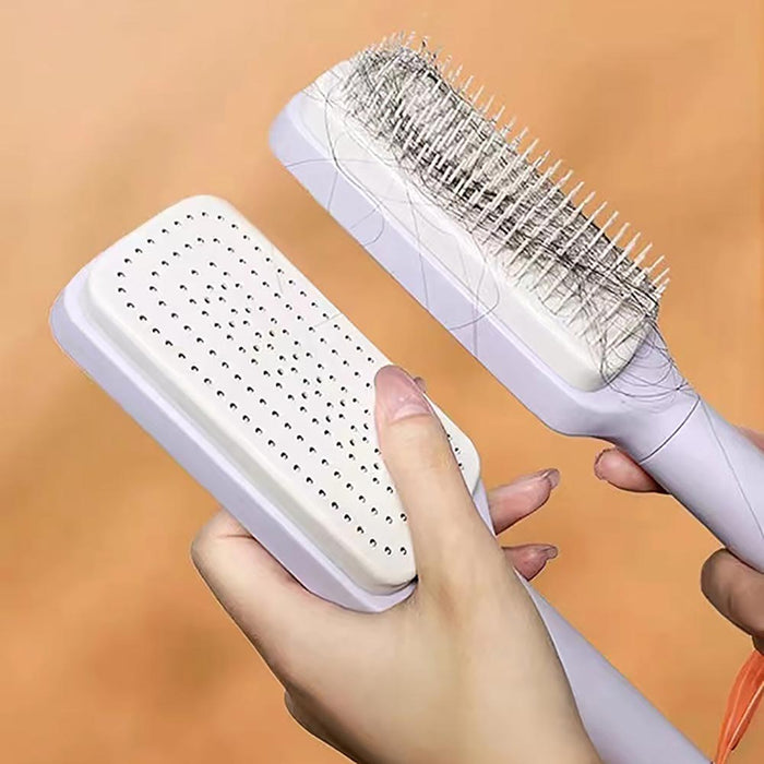 Vibe Geeks Anti-Static Massage Comb Scalable Rotate Lifting Self Cleaning Hairbrush