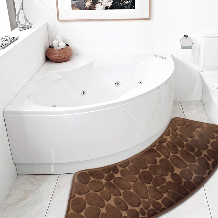 Vibe Geeks Quick Dry Water Absorbent Shower Carpet With Cobblestone Pattern
