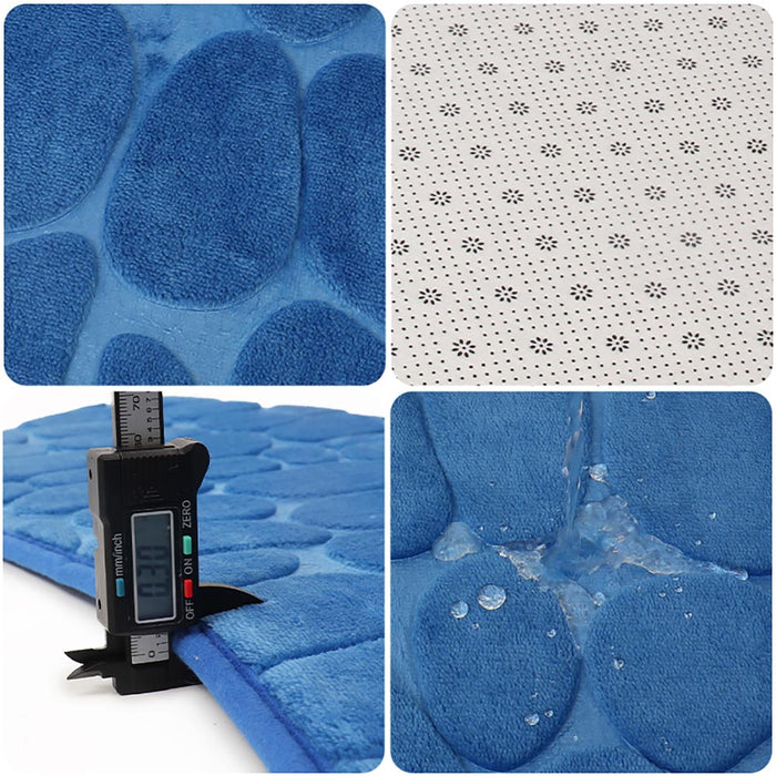 Vibe Geeks Quick Dry Water Absorbent Shower Carpet With Cobblestone Pattern