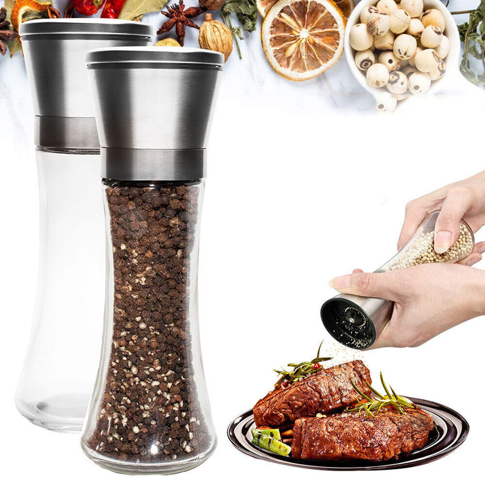 2pcs Stainless Steel Ceramic Mills Kitchen Salt and Pepper