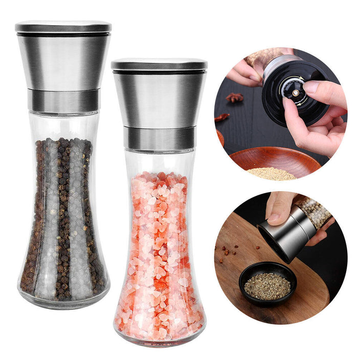 2pcs Stainless Steel Ceramic Mills Kitchen Salt and Pepper