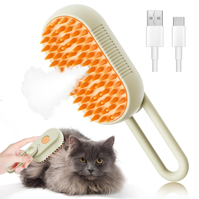 Vibe Geeks Self-Cleaning Hair Removal Cat Steamy Brush With Massage Function - Usb Rechargeable