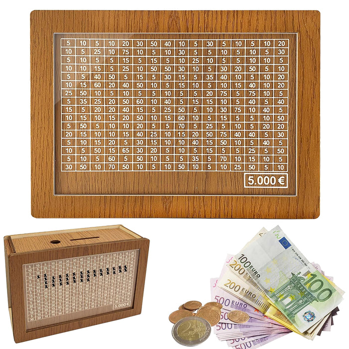 Vibe Geeks Large Capacity Wooden Piggy Bank Cash Box With Counter - Suitable For Euro