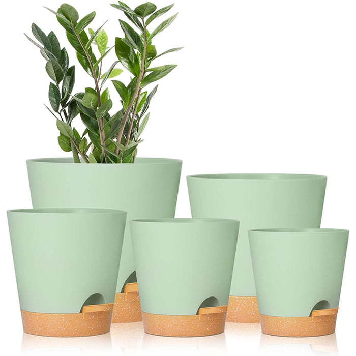 Vibe Geeks Self Watering Planters With Drainage Hole - Set Of 5