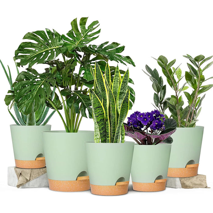 Vibe Geeks Self Watering Planters With Drainage Hole - Set Of 5