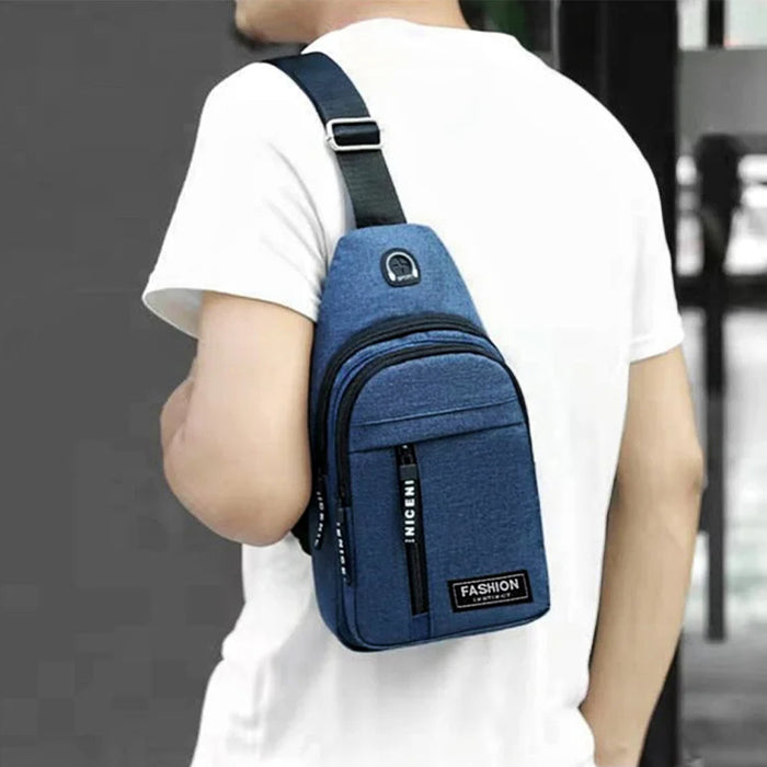 Vibe Geeks Men'S Fashion Trend Oxford Cloth Casual Waterproof Messenger Shoulder Bag