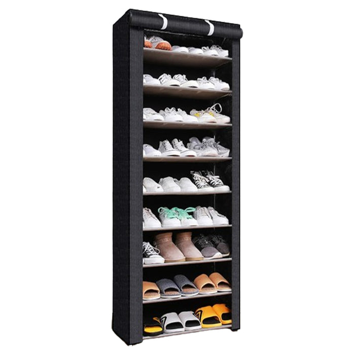 Vibe Geeks Nonwovens Fabric Dustproof Multilayer Shoes Cabinet Organizer In Black And Grey