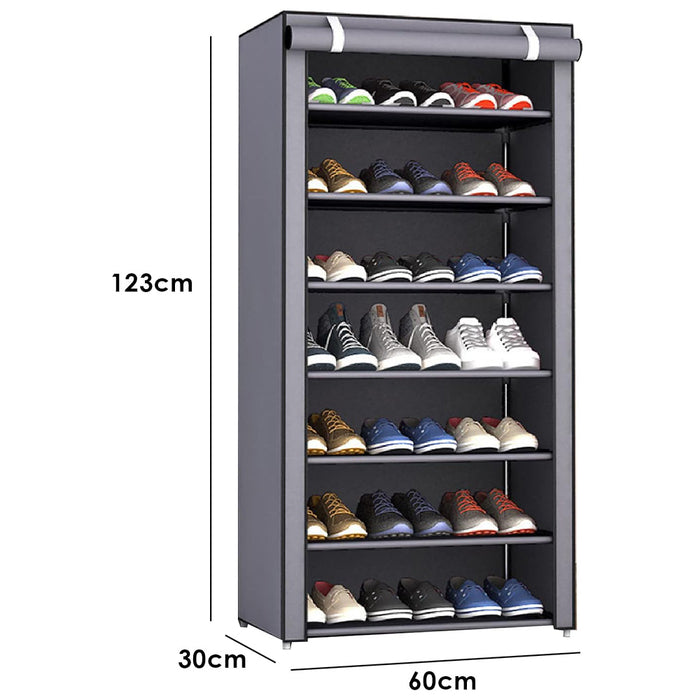 Vibe Geeks Nonwovens Fabric Dustproof Multilayer Shoes Cabinet Organizer In Black And Grey