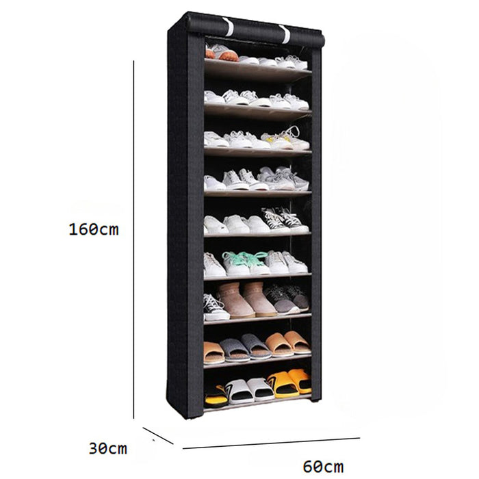 Vibe Geeks Nonwovens Fabric Dustproof Multilayer Shoes Cabinet Organizer In Black And Grey