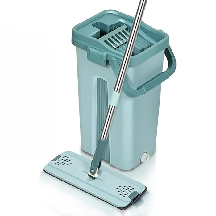 Vibe Geeks Wet Or Dry Usage Hands-Free Mopping System With Bucket And Microfiber Pads