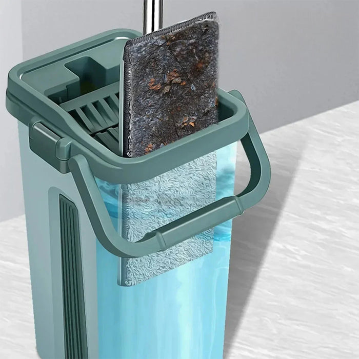 Vibe Geeks Wet Or Dry Usage Hands-Free Mopping System With Bucket And Microfiber Pads