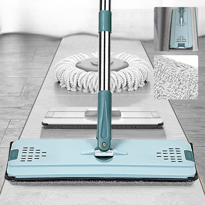 Vibe Geeks Wet Or Dry Usage Hands-Free Mopping System With Bucket And Microfiber Pads