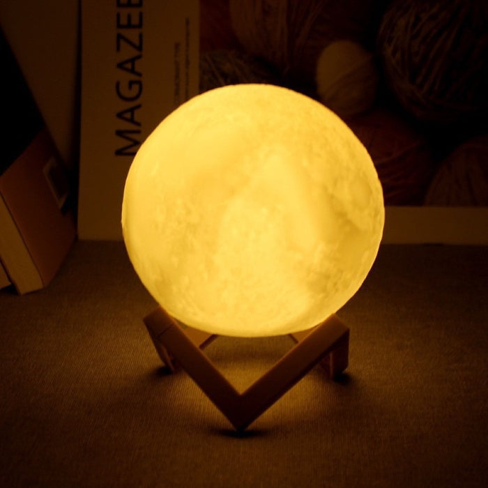 Vibe Geeks Moon Lamp Led Night Light Battery Powered With Stand Starry Lamp