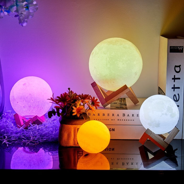 Vibe Geeks Moon Lamp Led Night Light Battery Powered With Stand Starry Lamp