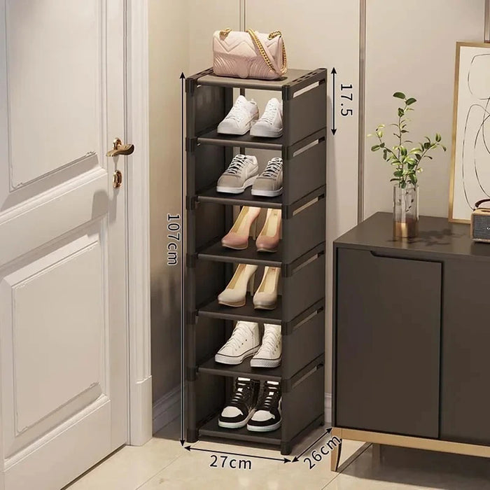 Vibe Geeks Adjustable Stackable Shoe Organizer Rack For Wall Corner