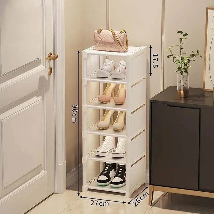 Vibe Geeks Adjustable Stackable Shoe Organizer Rack For Wall Corner