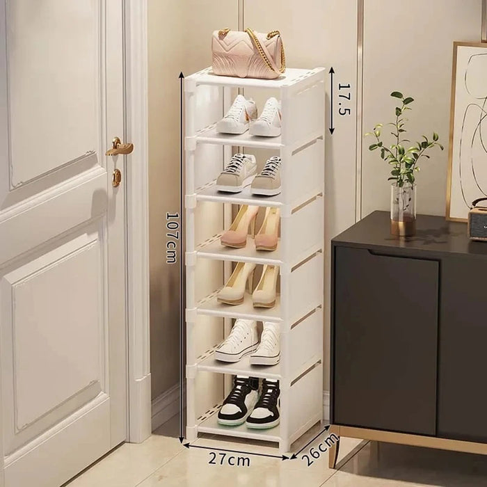 Vibe Geeks Adjustable Stackable Shoe Organizer Rack For Wall Corner