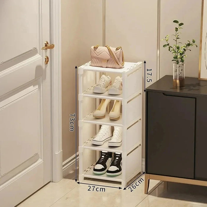 Vibe Geeks Adjustable Stackable Shoe Organizer Rack For Wall Corner