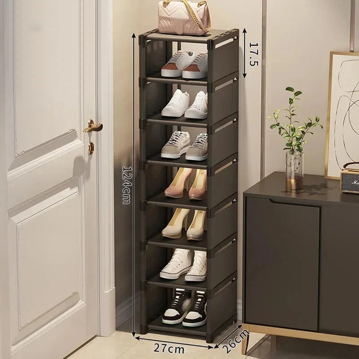 Vibe Geeks Adjustable Stackable Shoe Organizer Rack For Wall Corner