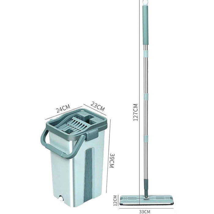 Vibe Geeks Wet Or Dry Usage Hands-Free Mopping System With Bucket And Microfiber Pads