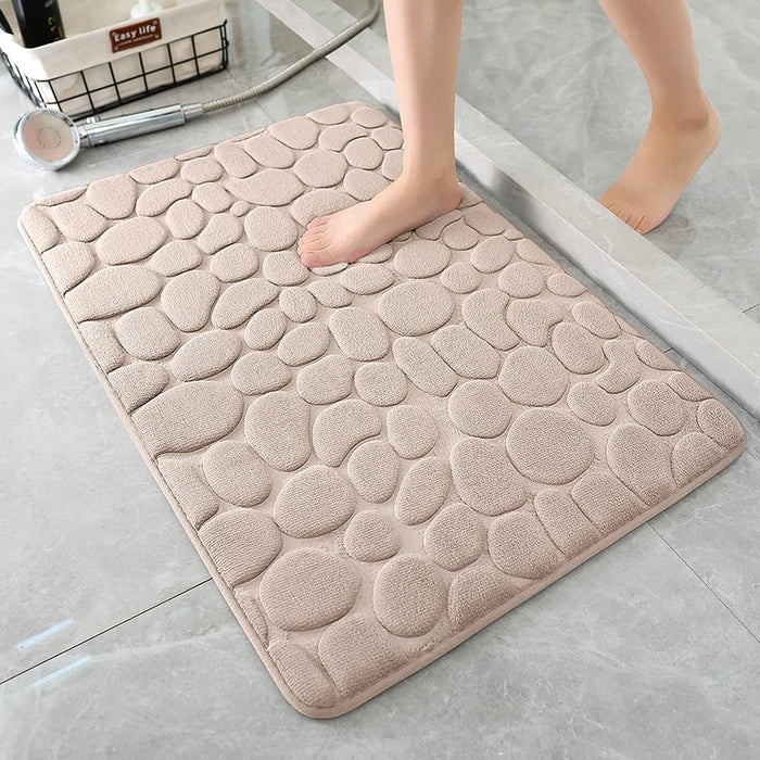 Vibe Geeks Cobblestone Design Quick Drying 3D Non-Slip Bath Mat