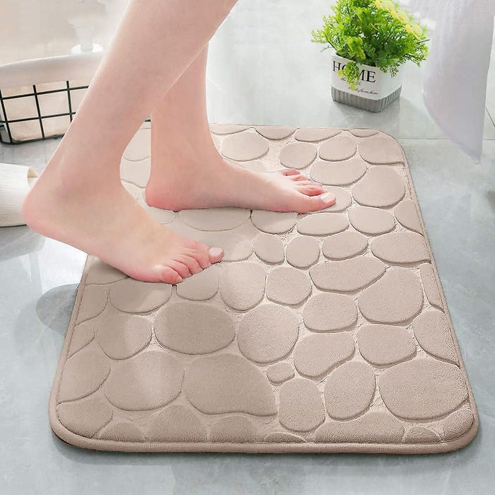 Vibe Geeks Cobblestone Design Quick Drying 3D Non-Slip Bath Mat