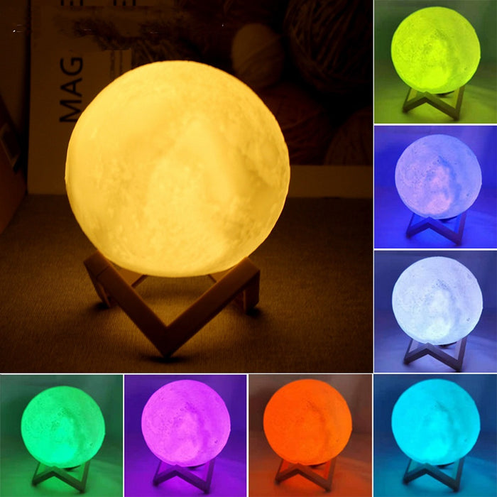 Vibe Geeks Moon Lamp Led Night Light Battery Powered With Stand Starry Lamp