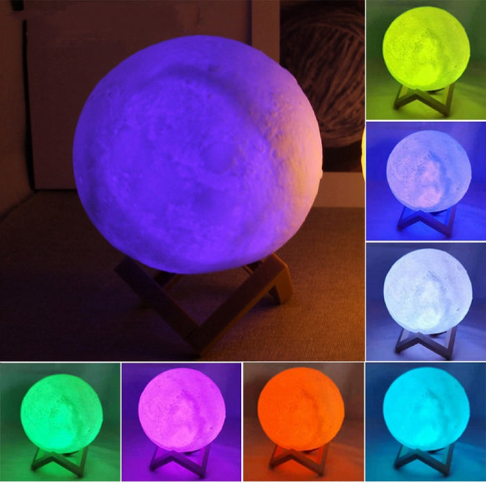 Vibe Geeks Moon Lamp Led Night Light Battery Powered With Stand Starry Lamp