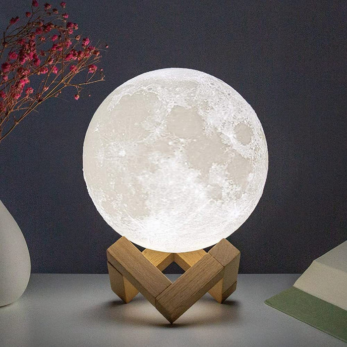 Vibe Geeks Moon Lamp Led Night Light Battery Powered With Stand Starry Lamp