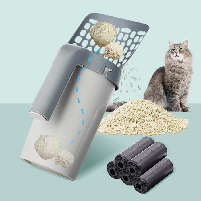 Vibe Geeks Self-Cleaning Cat Litter Shovel Scoop With Refill Bag