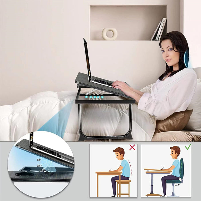 Vibe Geeks Adjustable Laptop Desk For Bed Or Couch - Ergonomic Lap Desk With Cup Holder