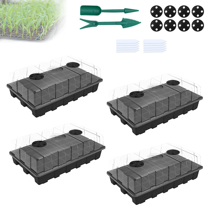 Vibe Geeks Seedling Trays Seed Starter Tray - 4 Pack, Adjustable Ventilation