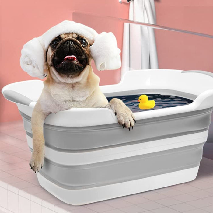 Vibe Geeks Collapsible Pet Bathtub With Water Drain Plug