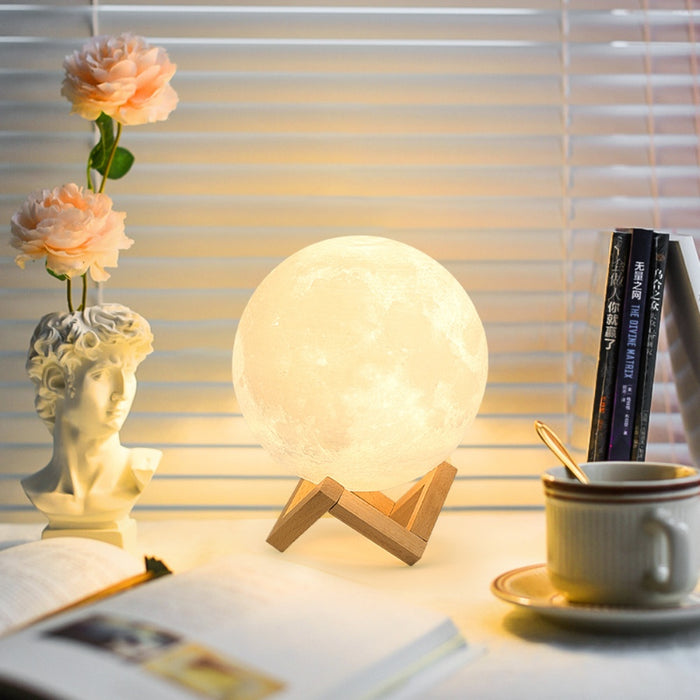 Vibe Geeks Moon Lamp Led Night Light Battery Powered With Stand Starry Lamp