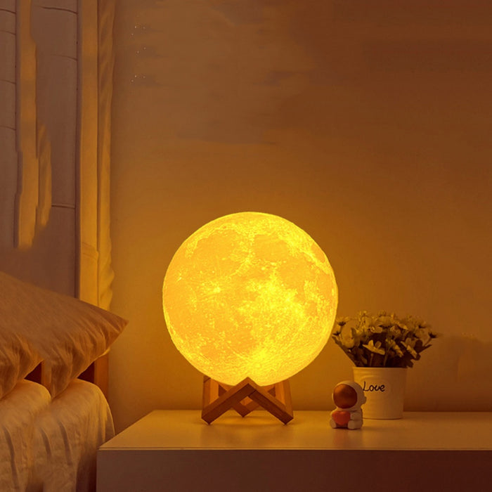 Vibe Geeks Moon Lamp Led Night Light Battery Powered With Stand Starry Lamp