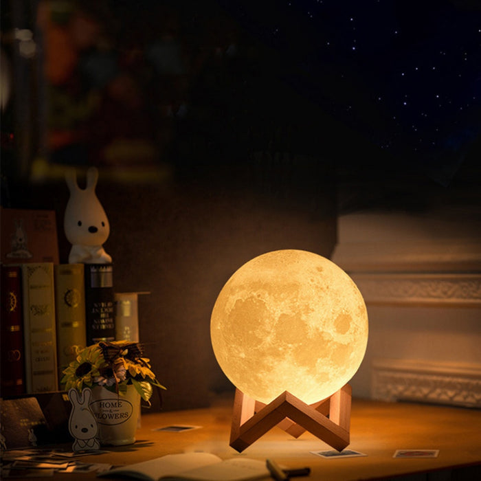 Vibe Geeks Moon Lamp Led Night Light Battery Powered With Stand Starry Lamp