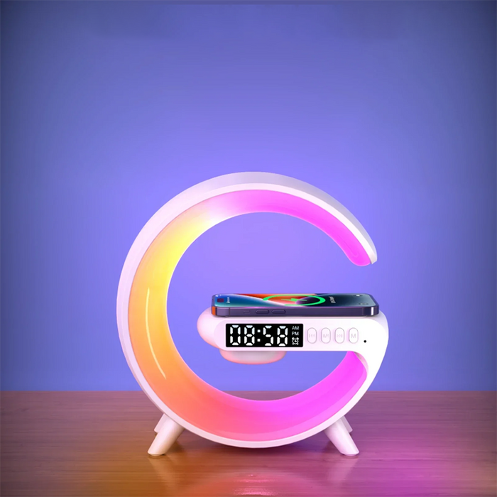 Vibe Geeks 15W Wireless Charger Alarm Clock With Rgb Night Light & Bluetooth Speaker