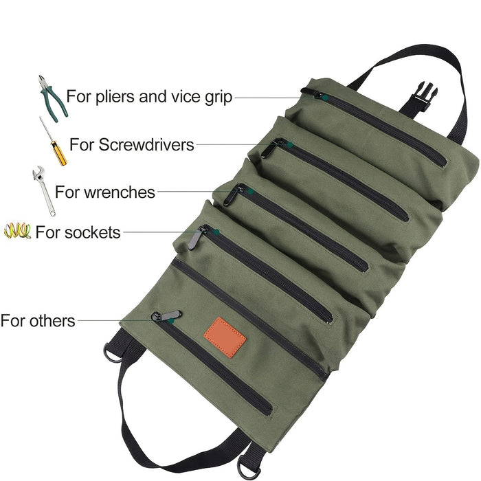 Vibe Geeks Multi-Purpose Canvas Roll Up Tool Bag