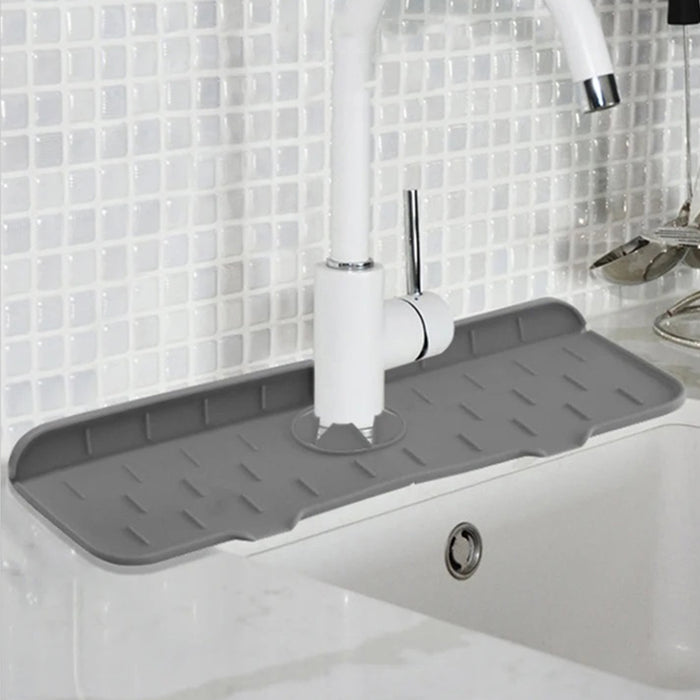 Vibe Geeks Silicone Faucet Handle Drip Catcher Tray Mat Dish Soap Sponge Holder