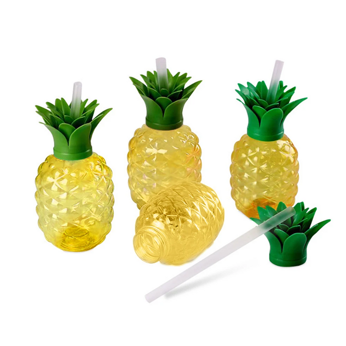 Vibe Geeks 10Pcs Plastic Strawberry Pineapple Drinking Cup With Straw